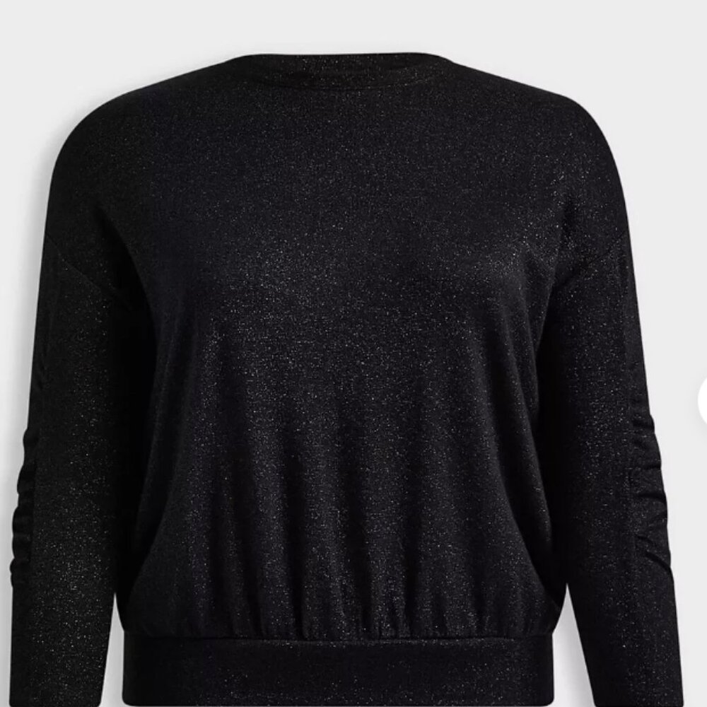 TORRID GOTH WEDDING SPARKLE KNIT DROP SHOULDER SHIRRED SLEEVE TOP BLACK 3X 22 24